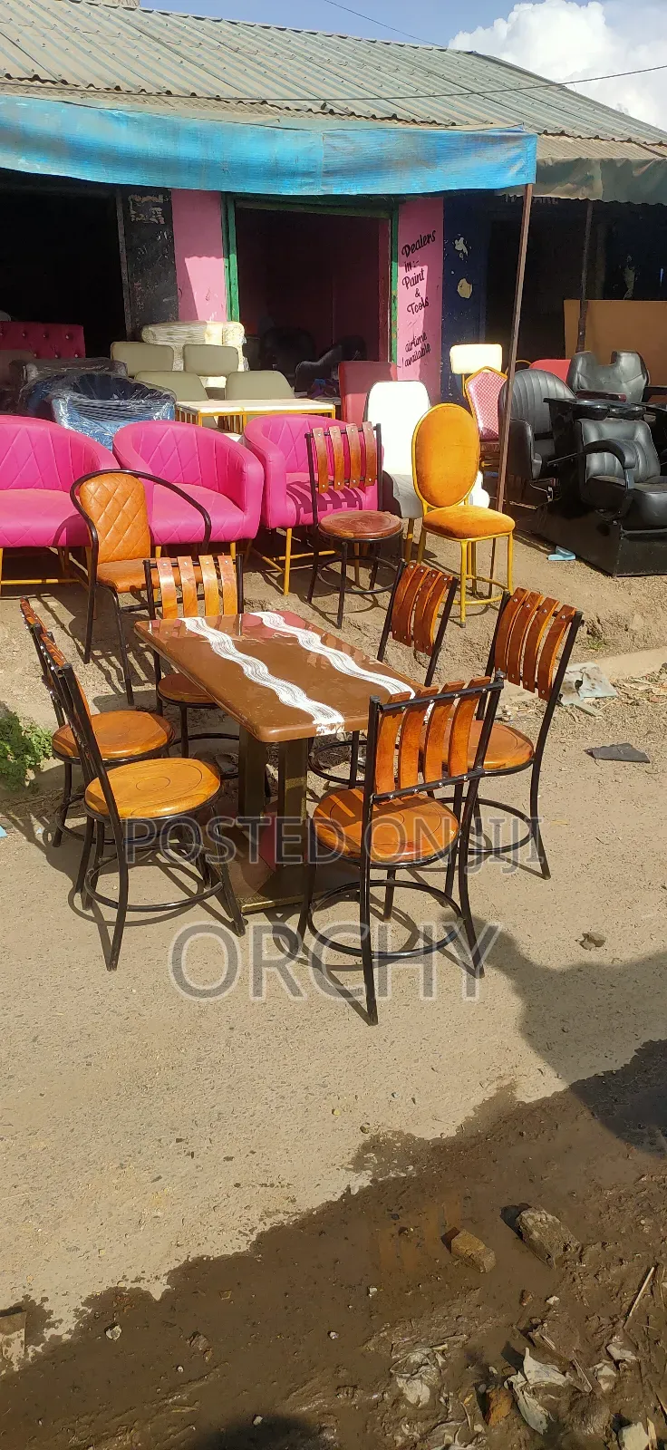 Outdoor Metallic And Wooden Furnitures