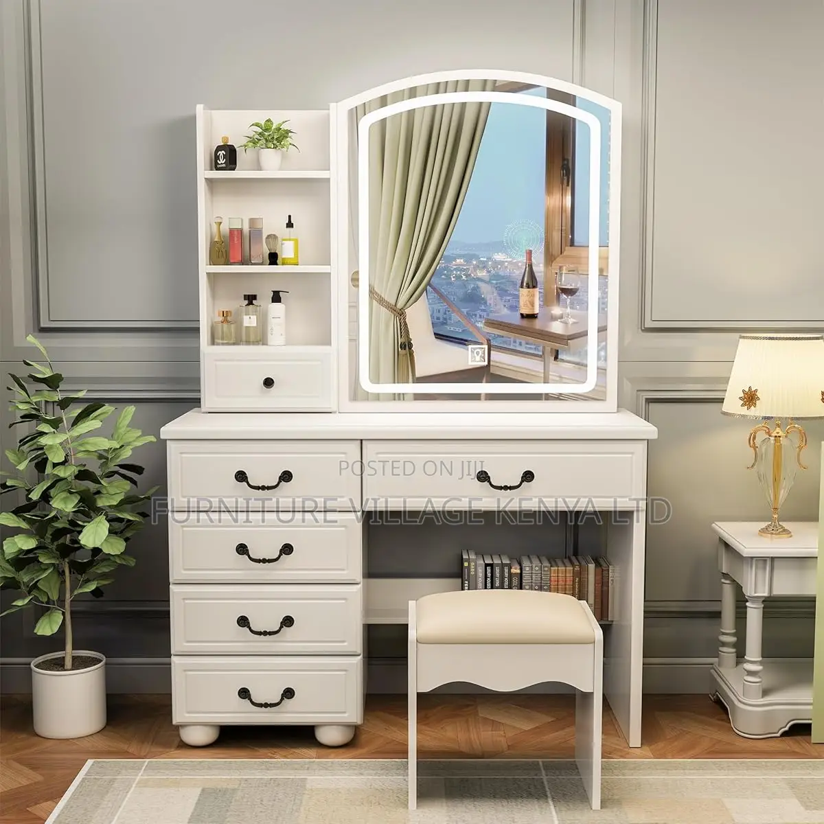 Dresser; Makeup Vanity Desk With Mirror And Lights