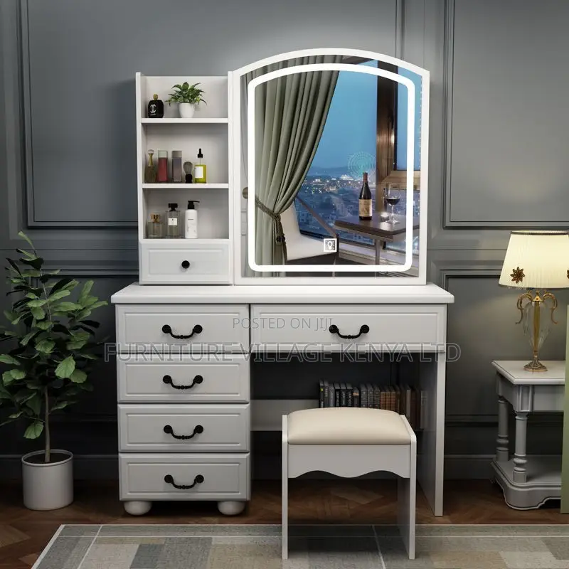 Dresser; Makeup Vanity Desk With Mirror And Lights