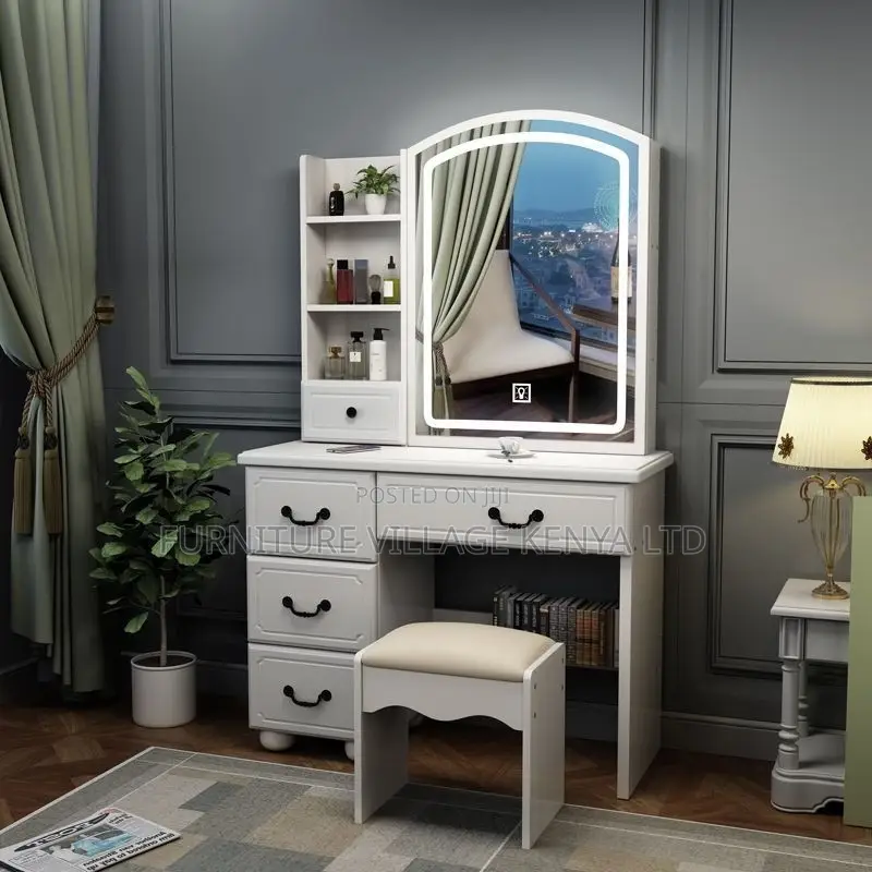 Dresser; Makeup Vanity Desk With Mirror And Lights
