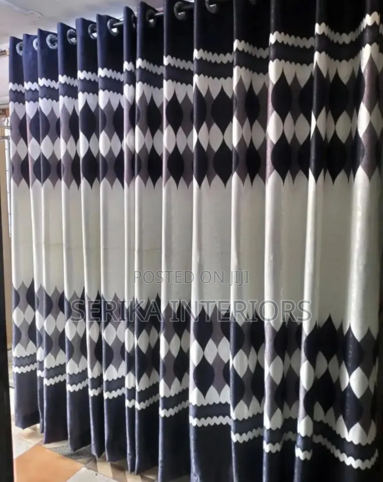 Dark Grey and White Curtains Curtains Environmental Friendly Roberts
