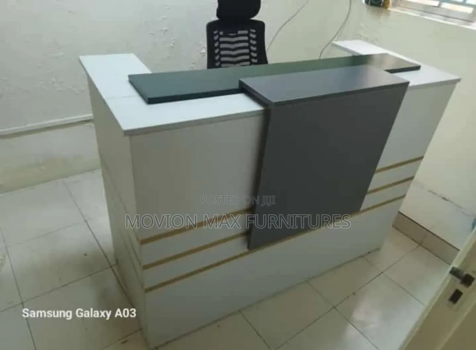 1.4m White Grey Reception Desk