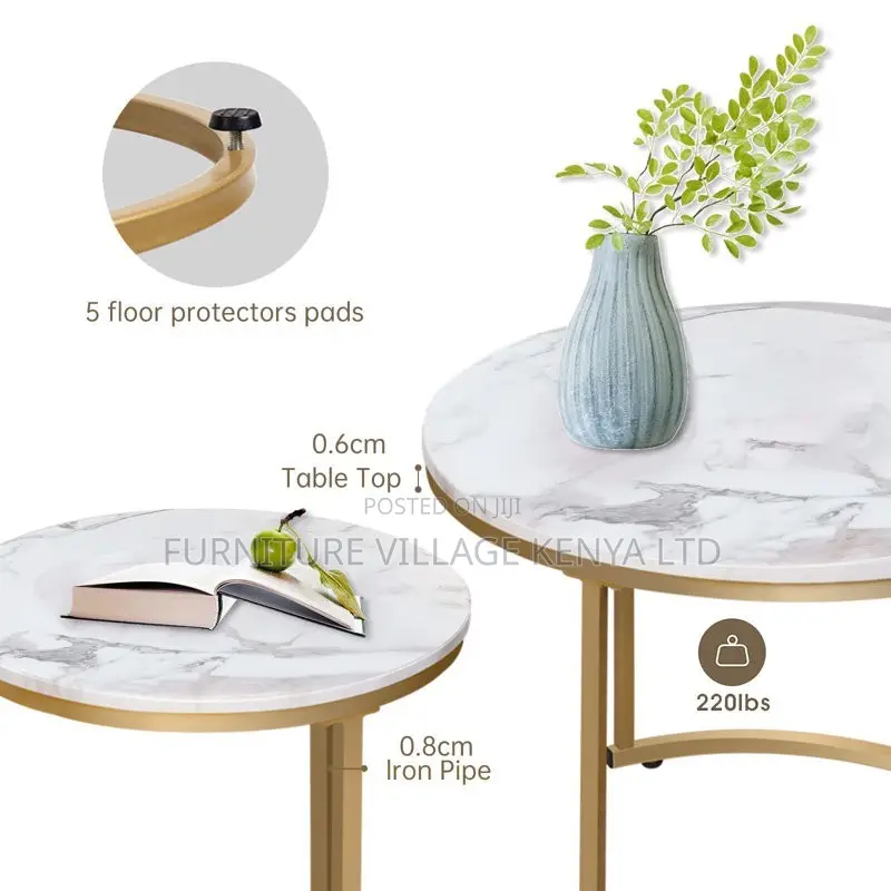 Coffee Table; Circular Marble Coffee Table