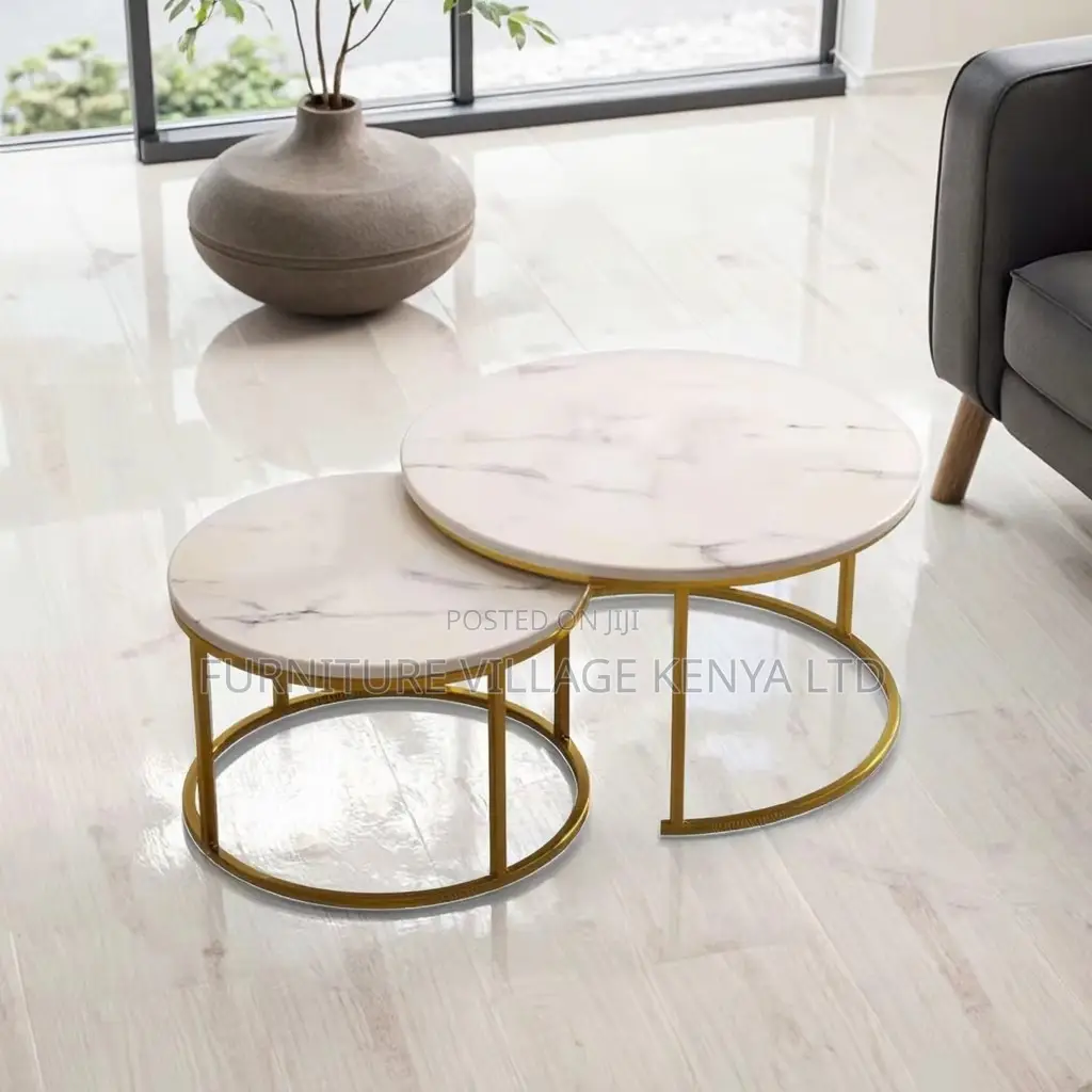 Coffee Table; Circular Marble Coffee Table