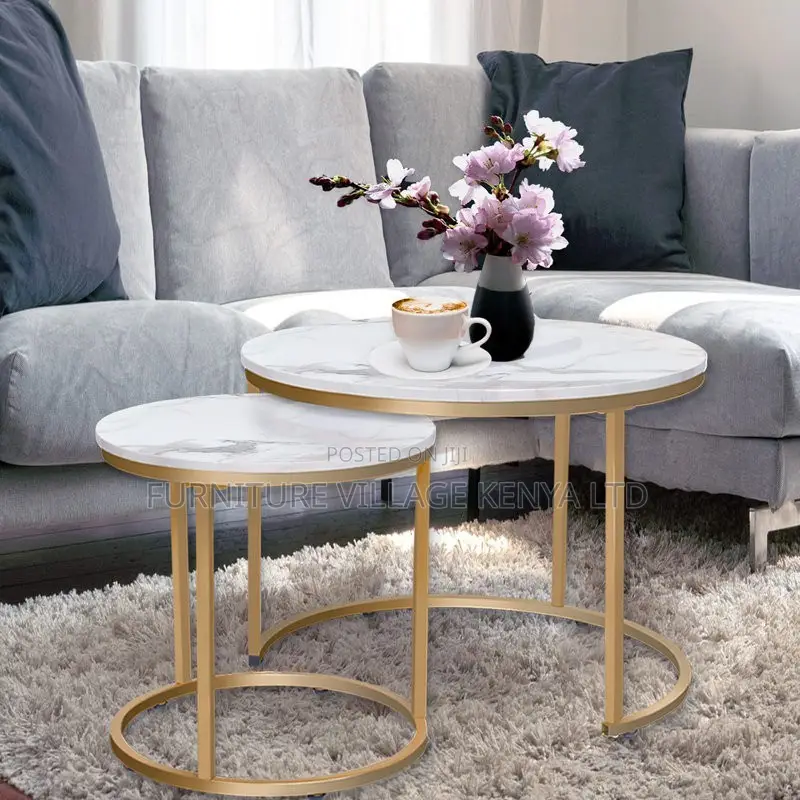 Coffee Table; Circular Marble Coffee Table