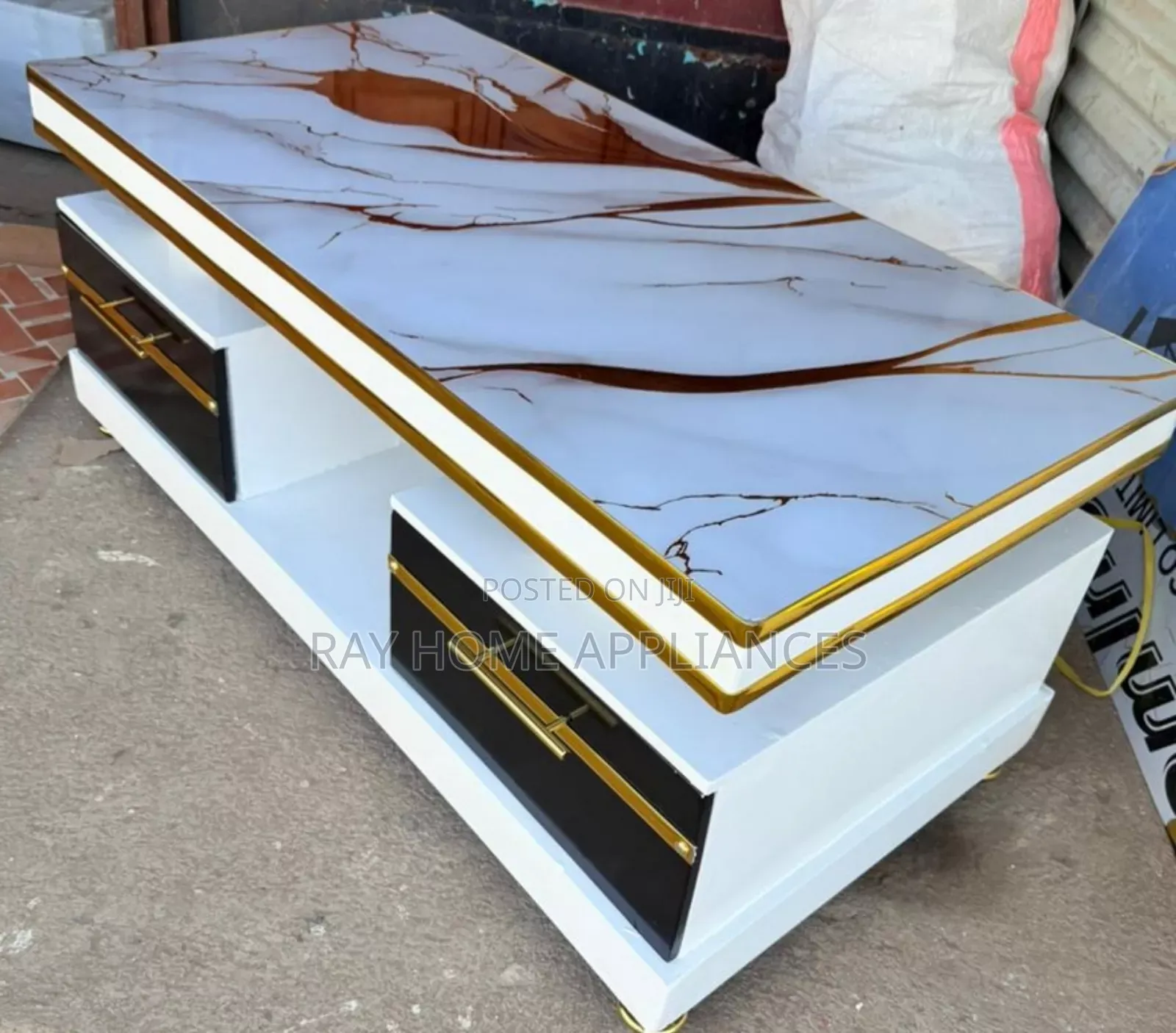 White Coffee Table With Marble Topping