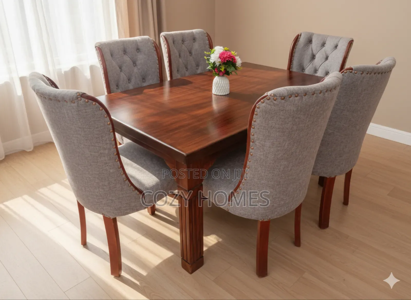 Dining Table Set an Upholstered Dining Table With Matching Grey Chairs