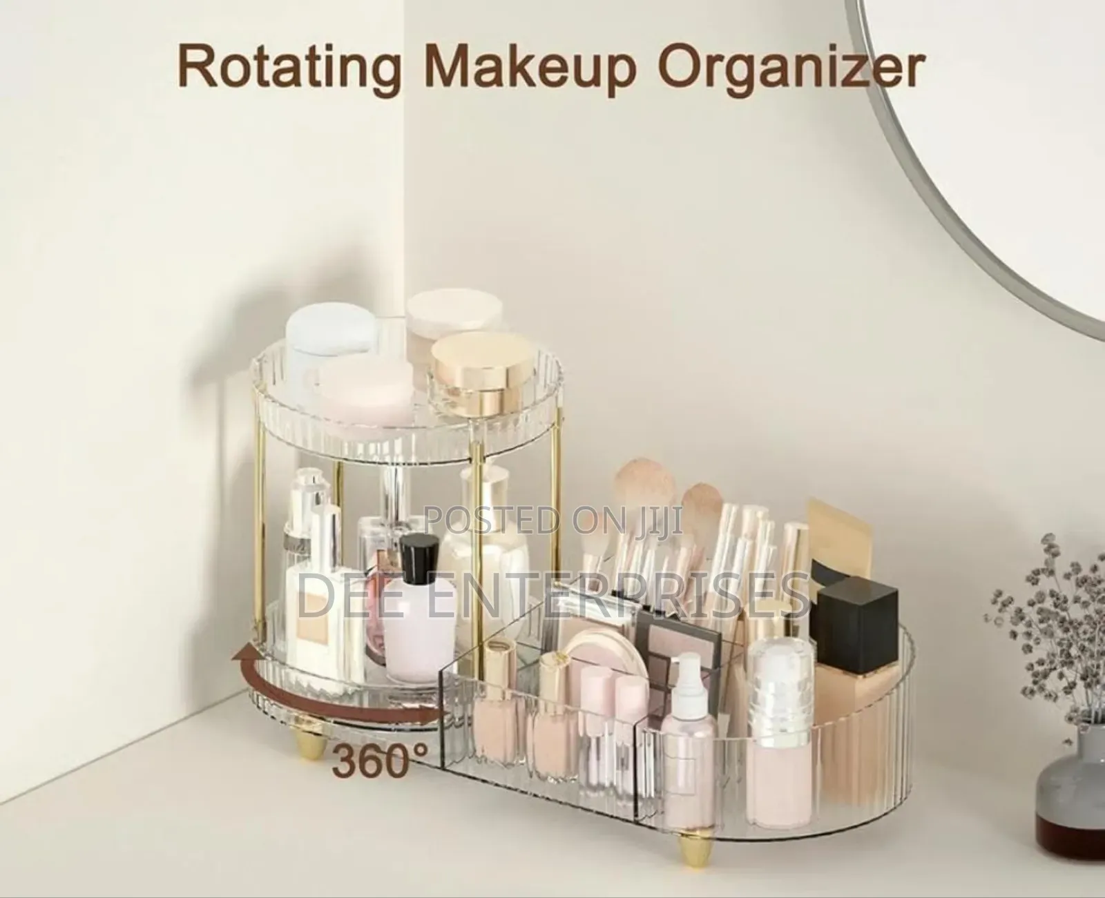 Makeup Organiser 360° Rotating Compartment 2 in 1 Cosmetic Storage