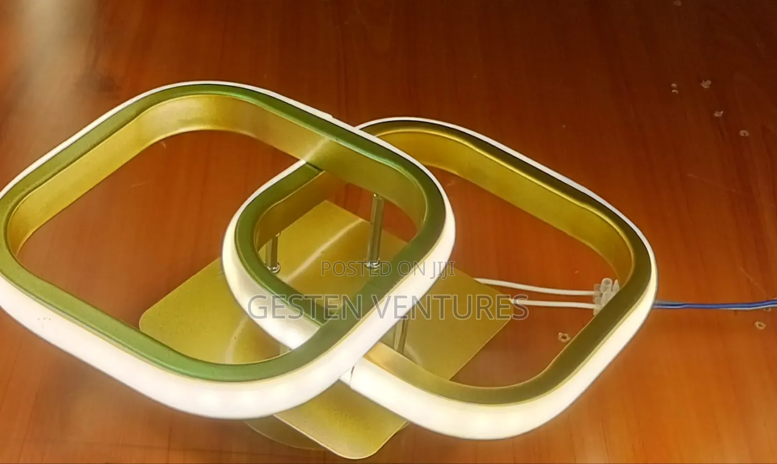 Modern Geometric Gold and White Led Flush Mount Ceiling Light