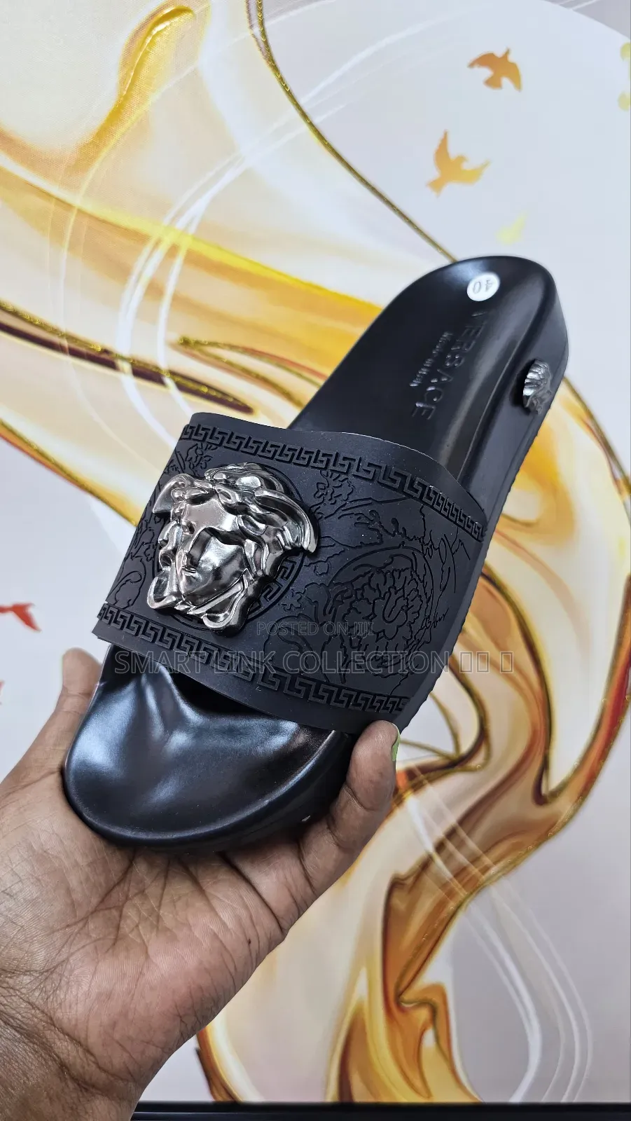 Versace Silver Medusa Slides