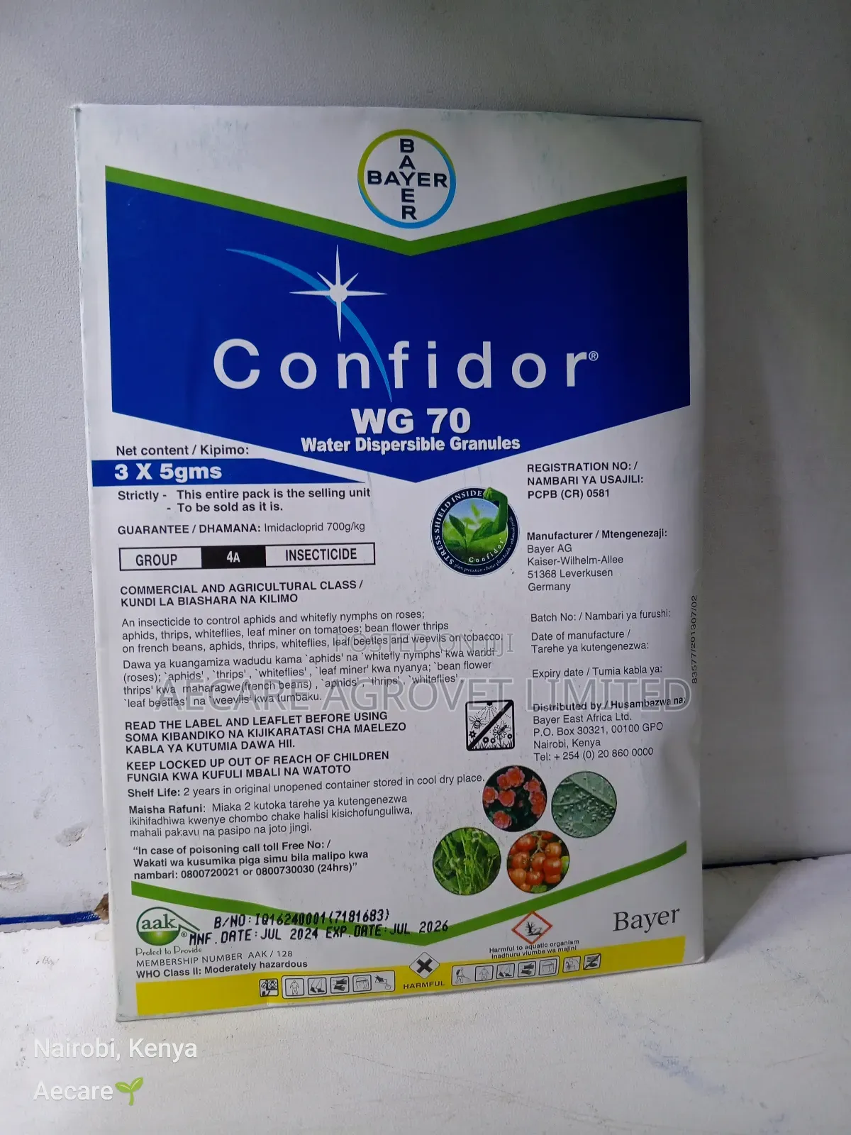 Confidor Wg70 Insecticide 3×5 Grams Bedbugs, Cockroach, Kunguni, Mende