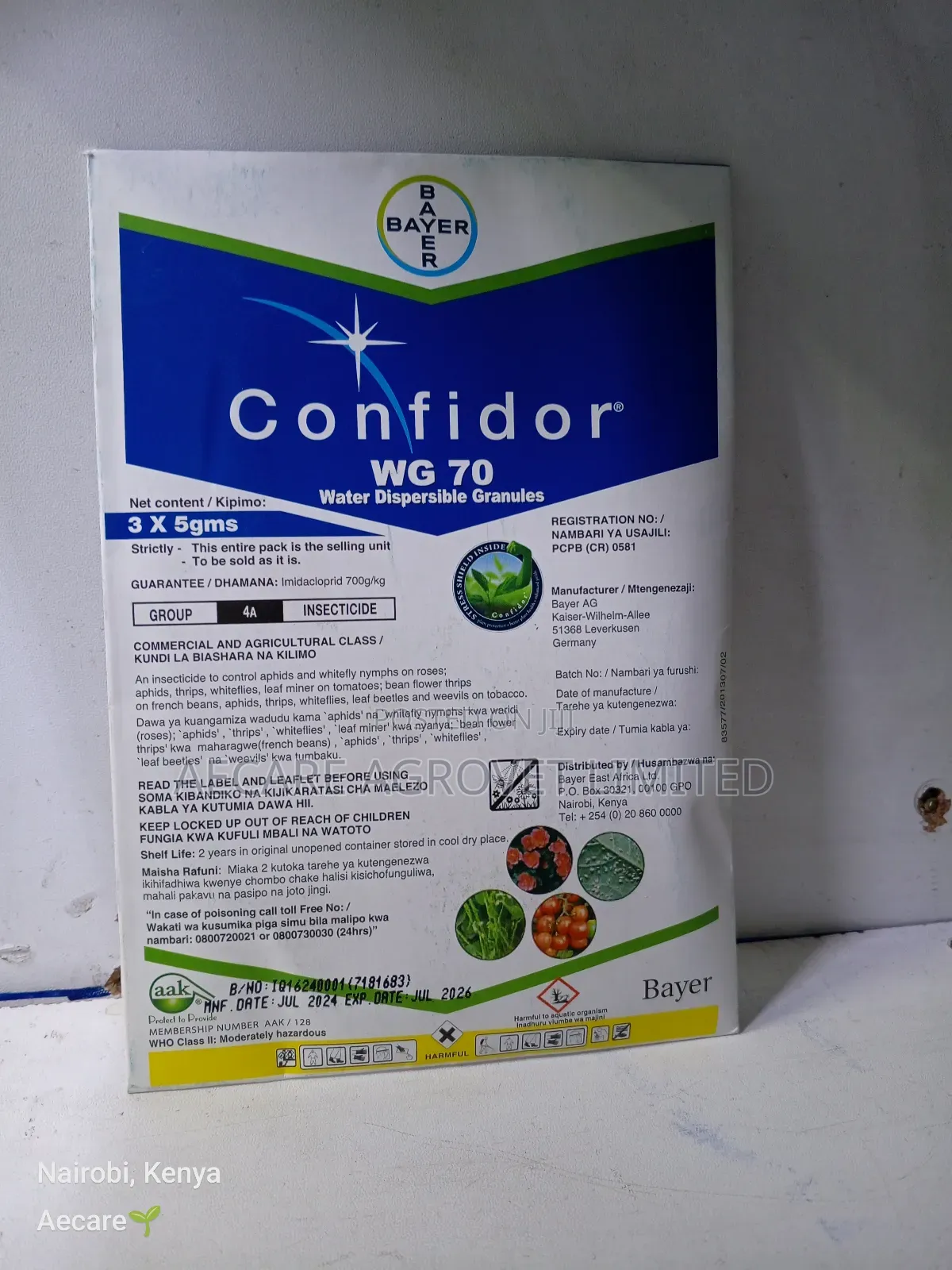 Confidor Wg70 Insecticide 3×5 Grams Bedbugs, Cockroach, Kunguni, Mende