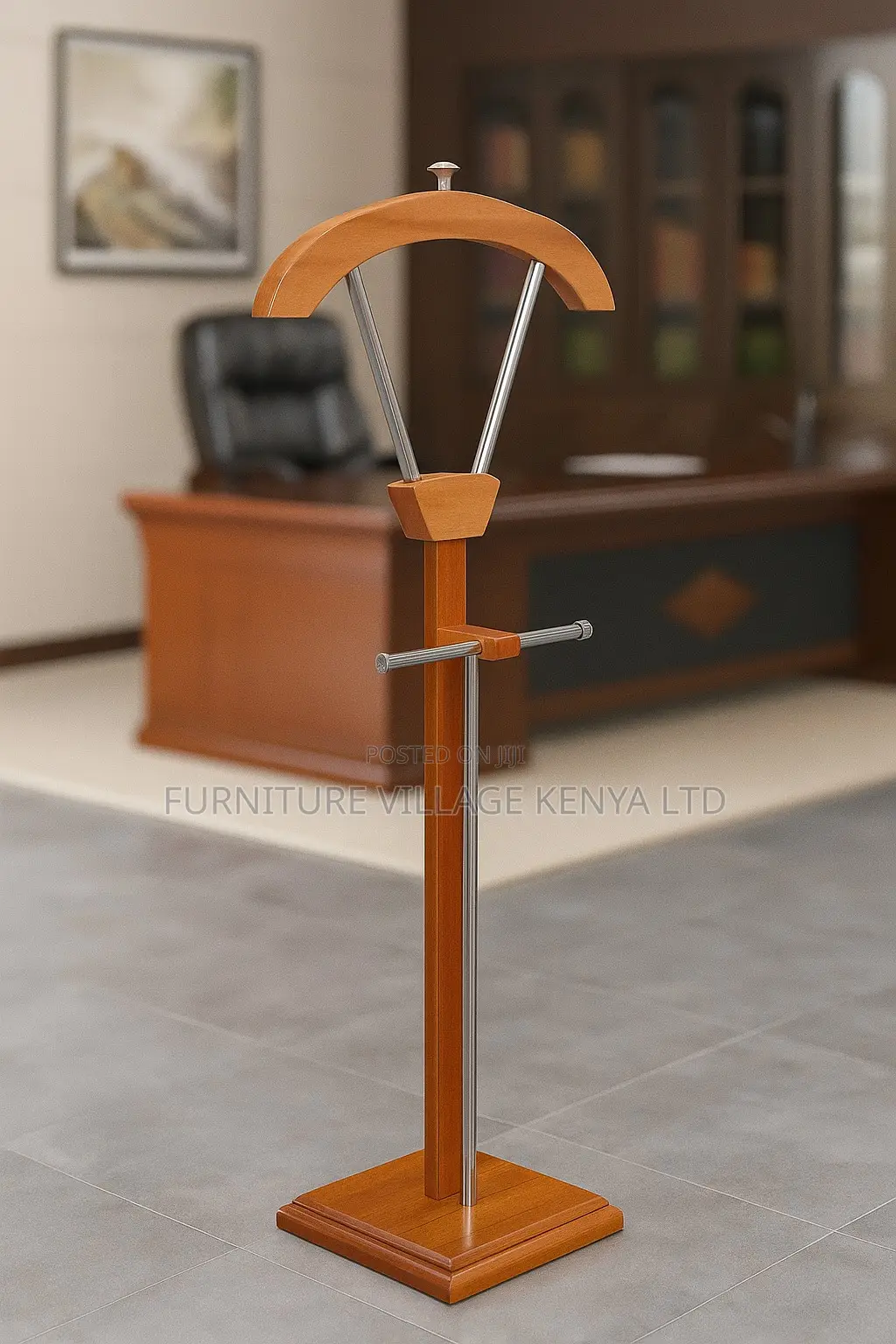 Coat Hanger; Mahogany Office Coat Hanger