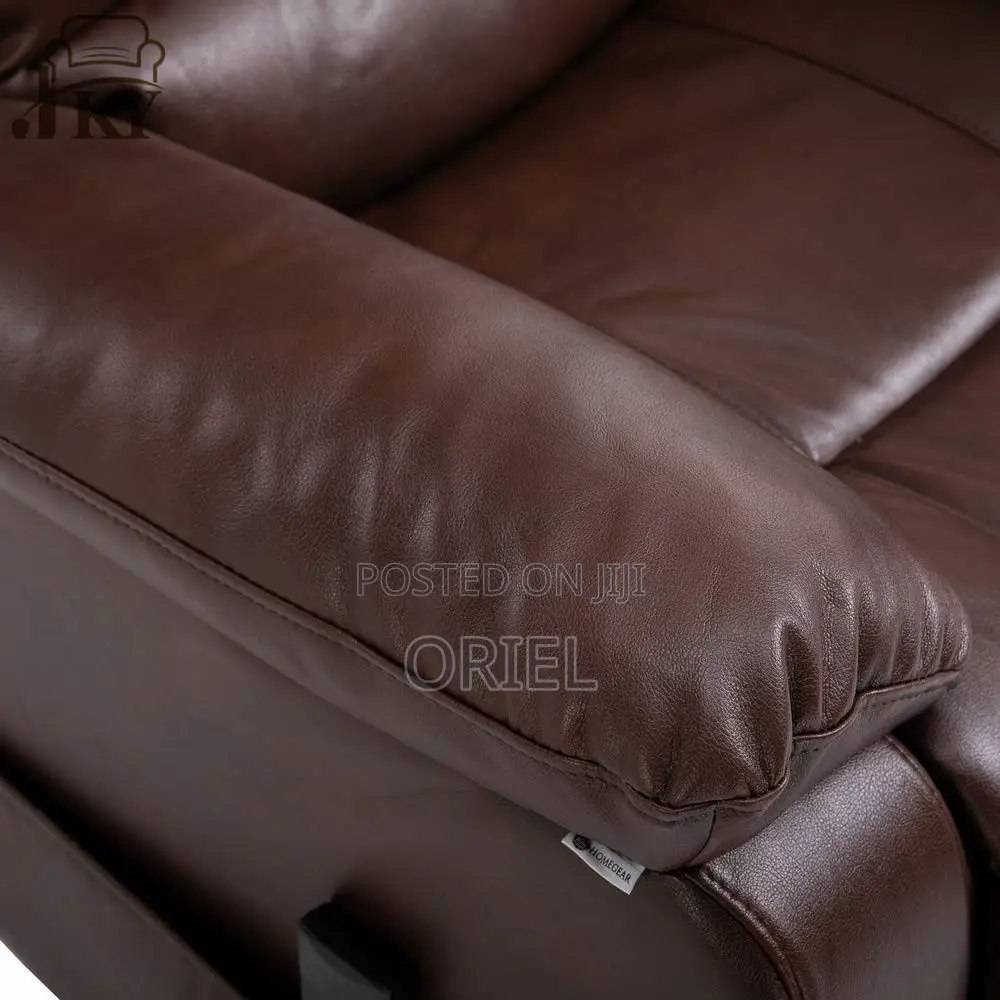 6-Seater Office Sofa Set : Brown Pu Leather Reclining Sofa