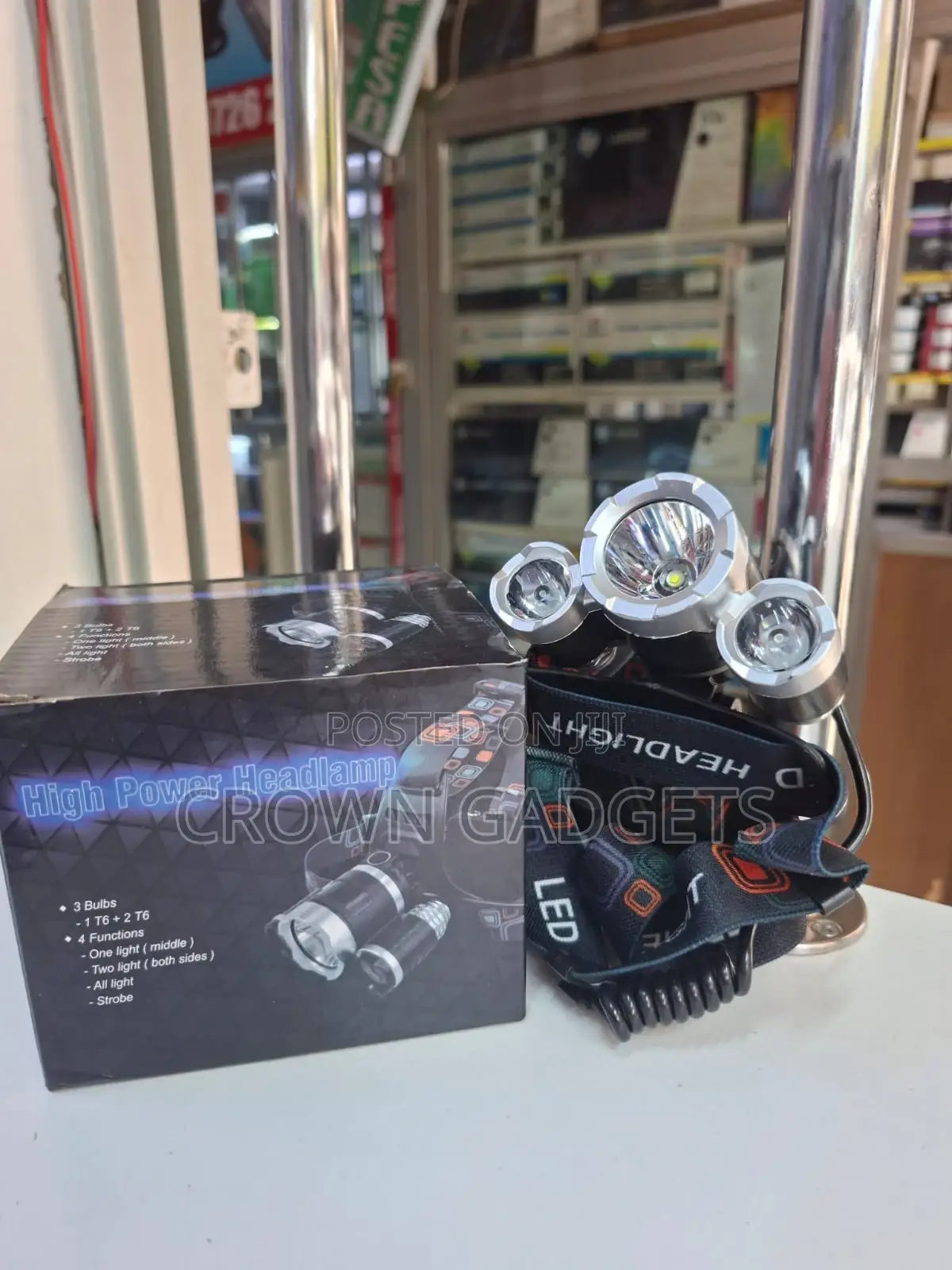 High Power Led Headlamp 3 Bulbs 4 Modes Outdoor Torch