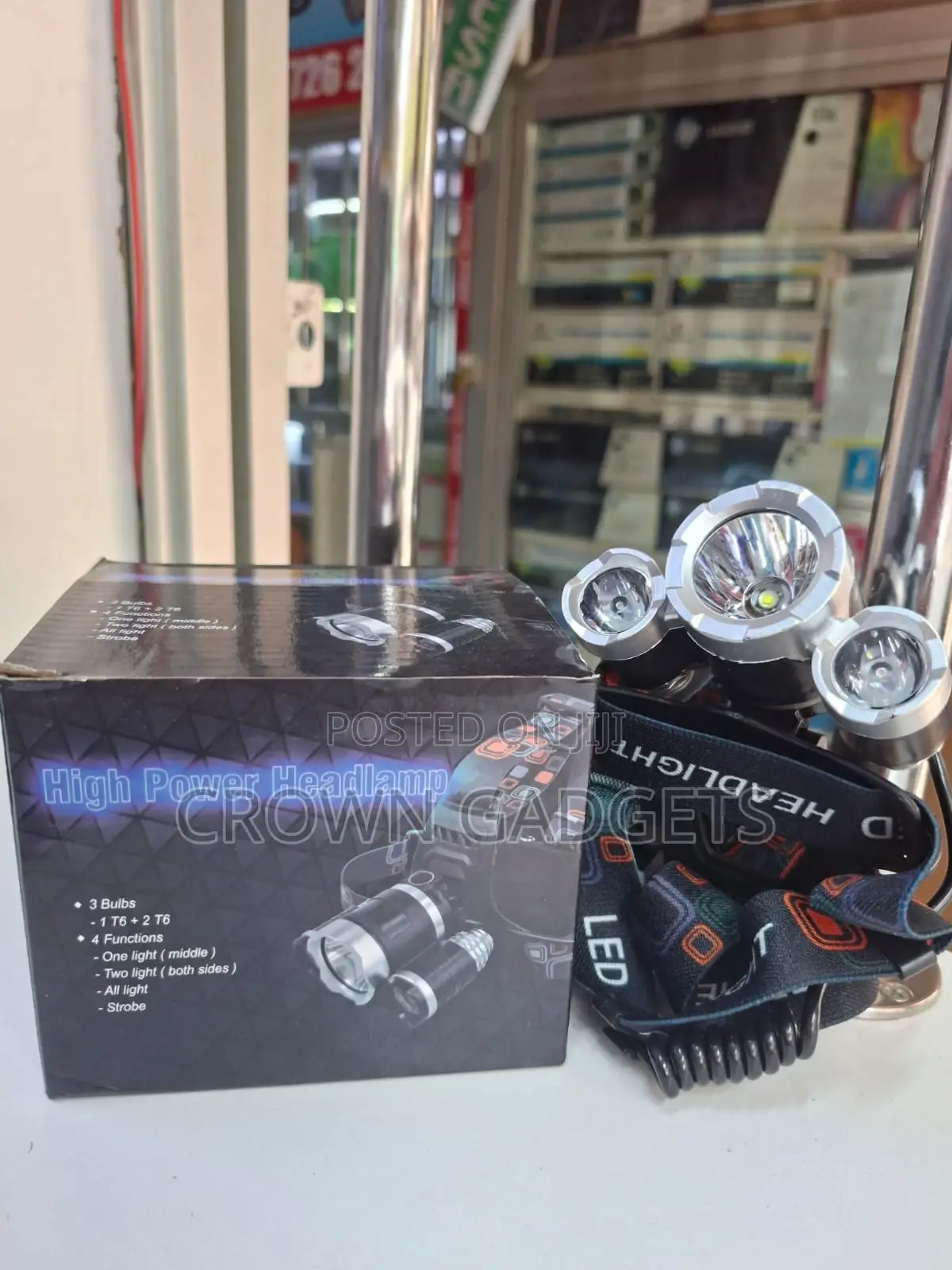 High Power Led Headlamp 3 Bulbs 4 Modes Outdoor Torch