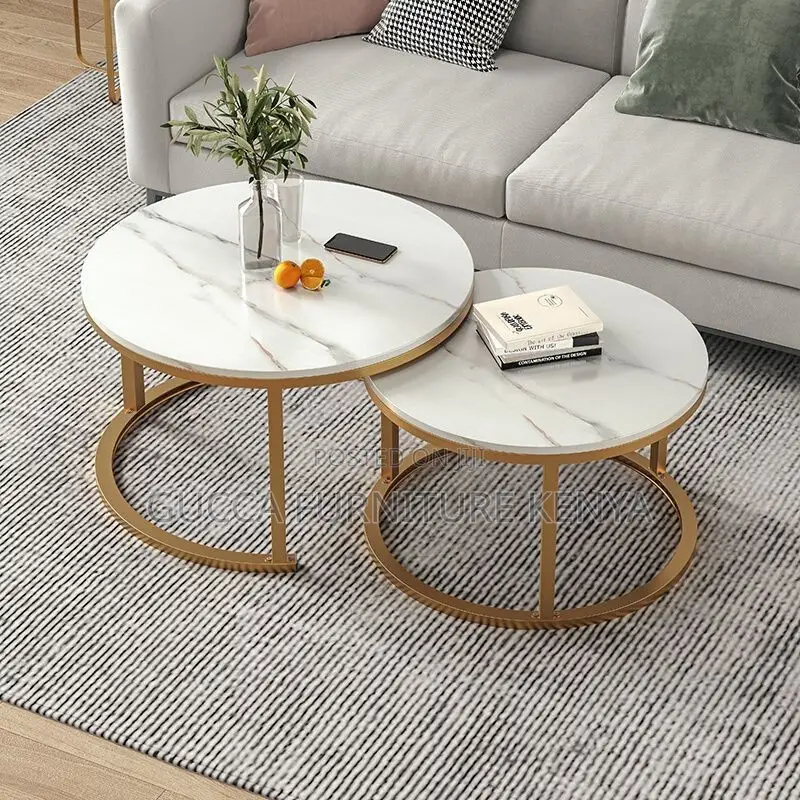 Round Marble Top Nesting Coffee Table