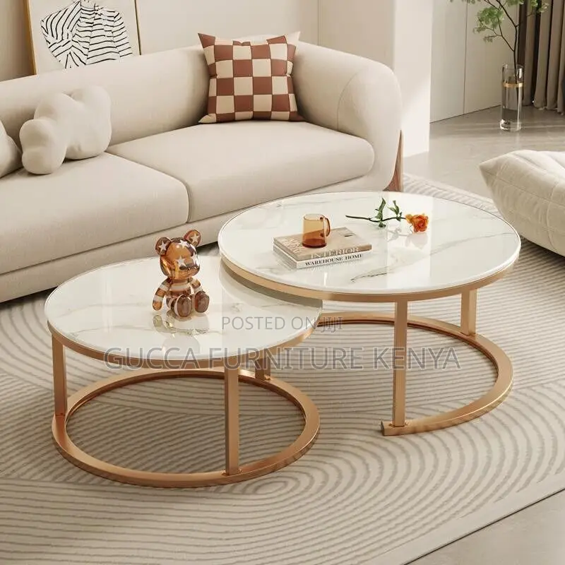 Round Marble Top Nesting Coffee Table
