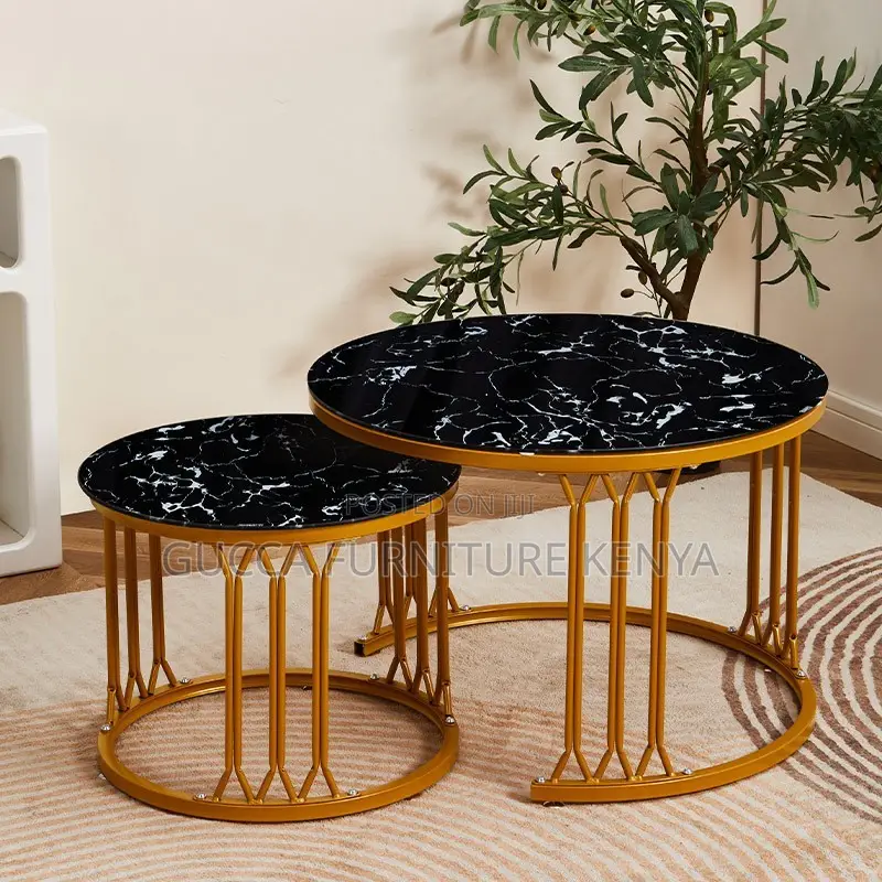 Round Marble Top Nesting Coffee Table