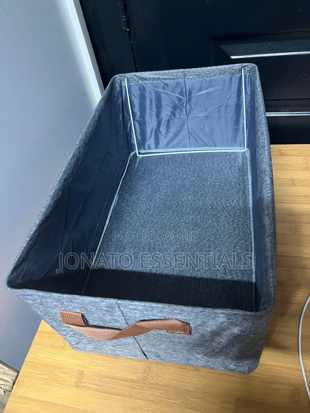 Foldable Storage Basket Fabric 50x35x24cm Grey Clothes Organizer Kenya