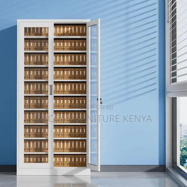 2-door Full Glass Steel Document Cabinet