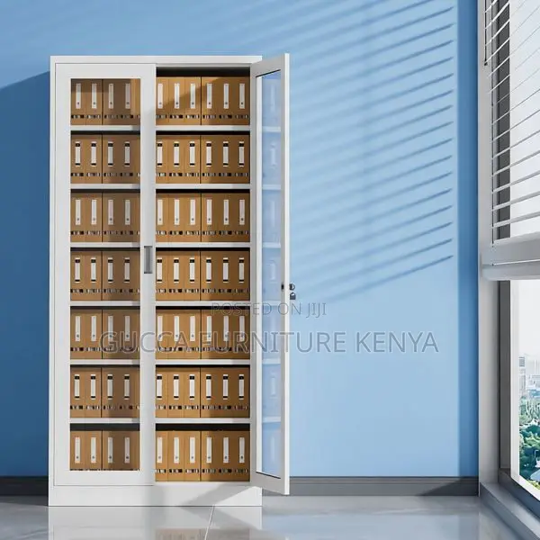 2-door Full Glass Steel Document Cabinet