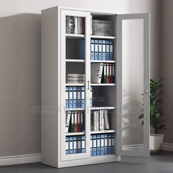 2-door Full Glass Steel Document Cabinet