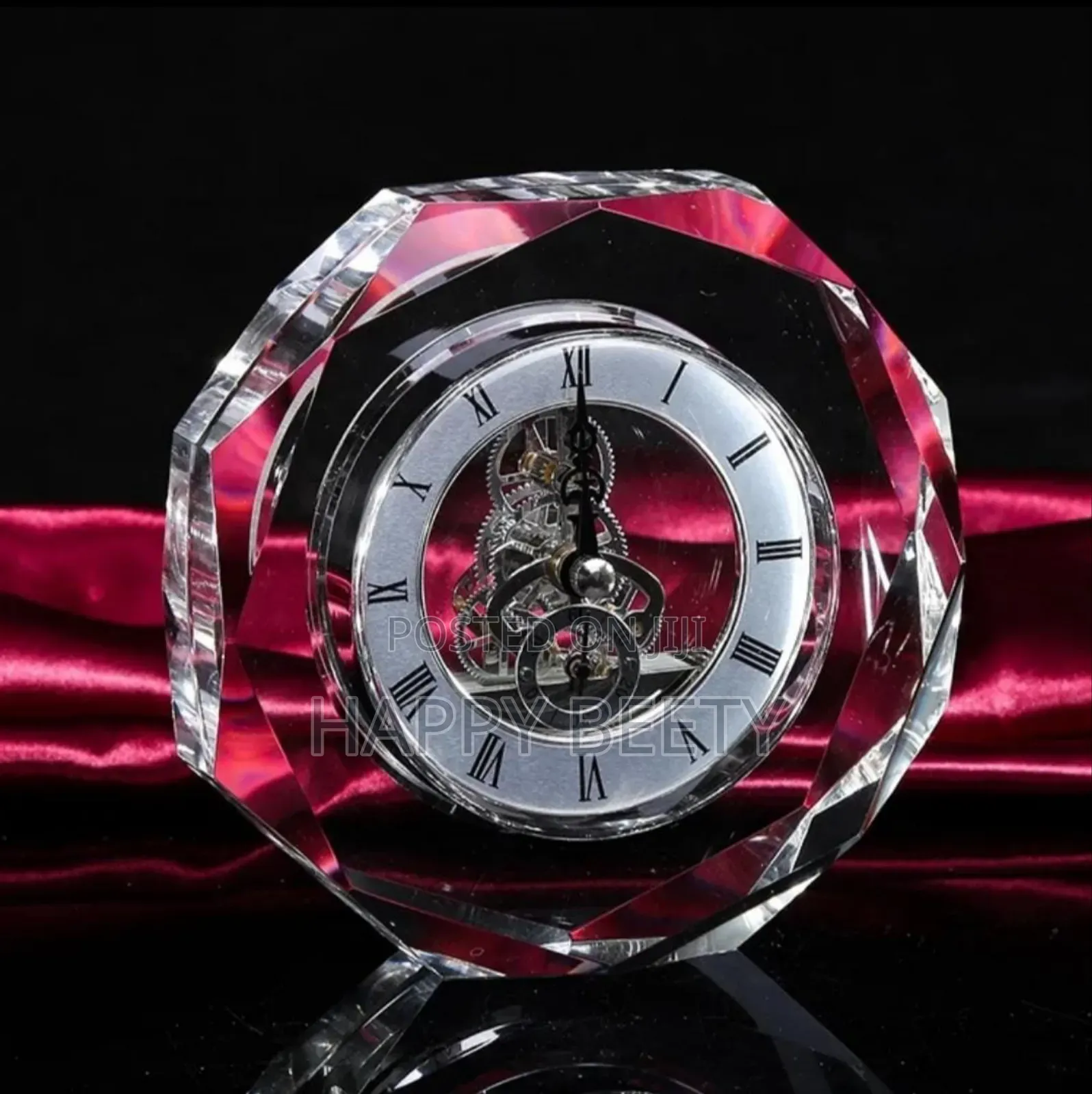 Antique Roman Crystal Glass Desk Clock