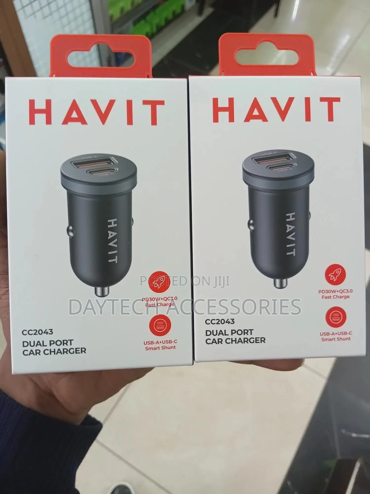 Havit Car Charger 30w Usb+Usb-C Black Cc2043