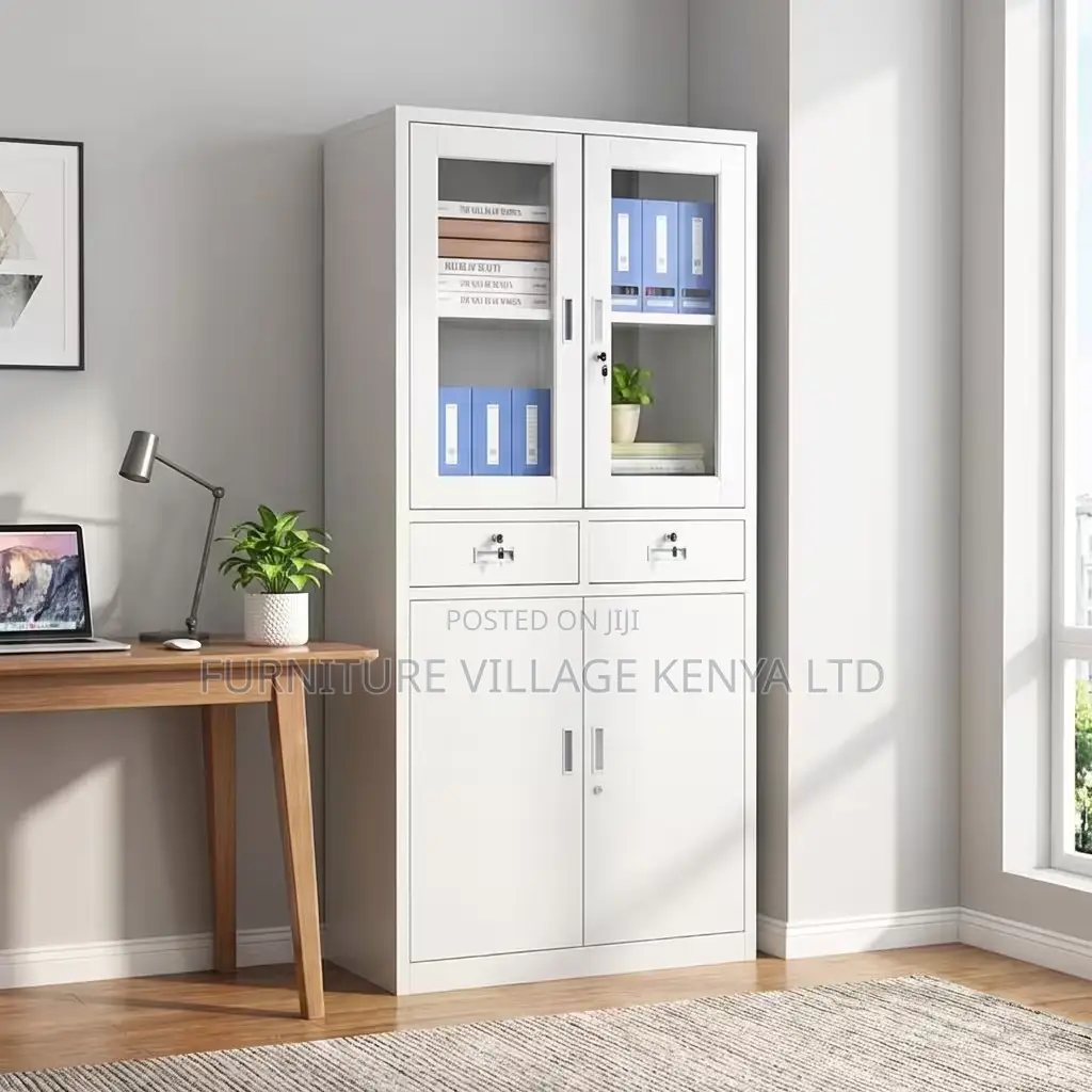 Office Cabinet; 2-door Half Glass With Drawers Office Filling Cabinet