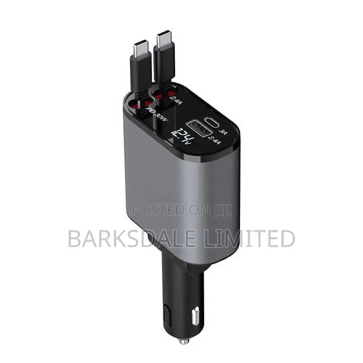 4 in 1 Fast Retractable Car Charger Phone Charging Pd Usb Type C Cable