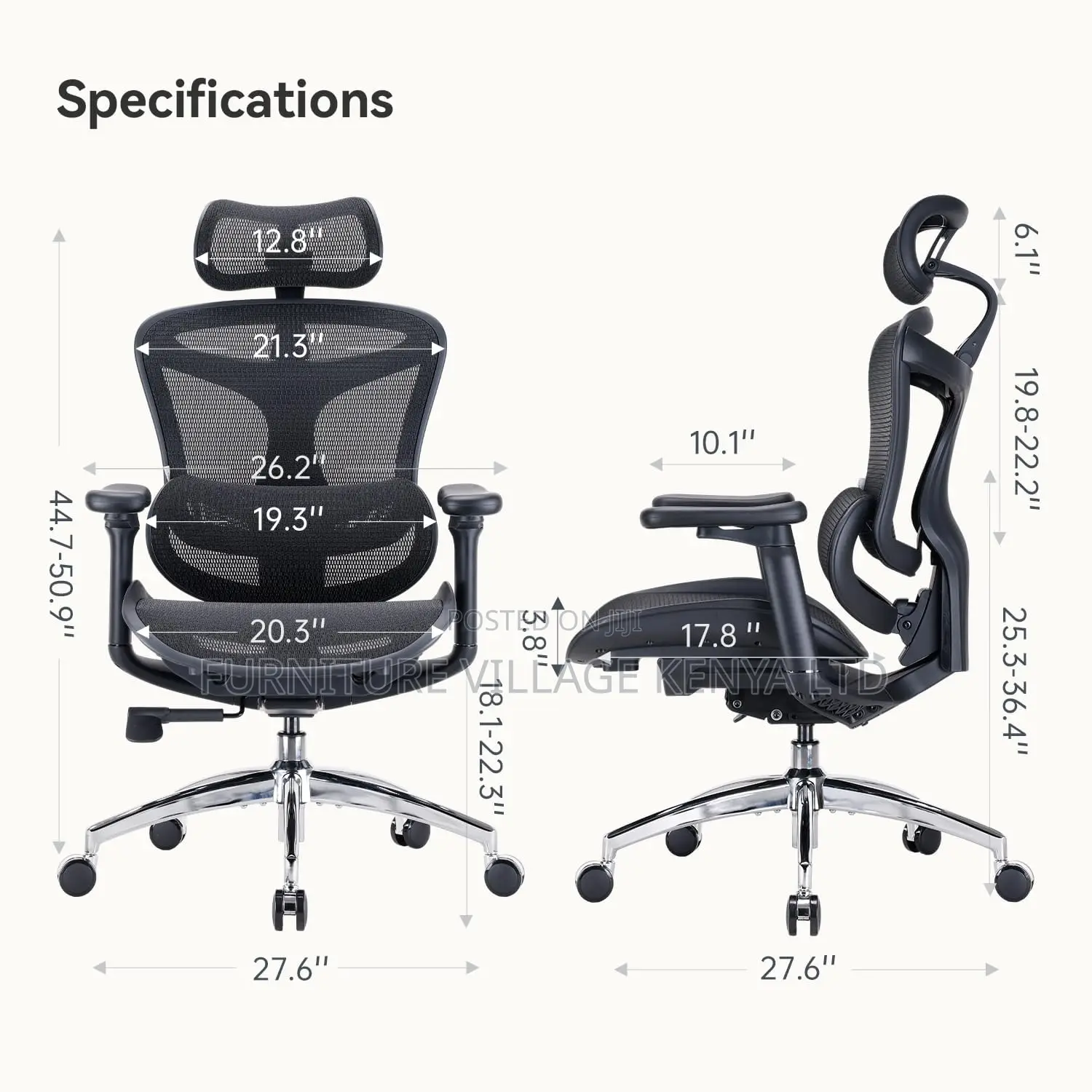 Ergonomic Office Chair With Soft 6d Armrests| Dynamic Lumbar Support