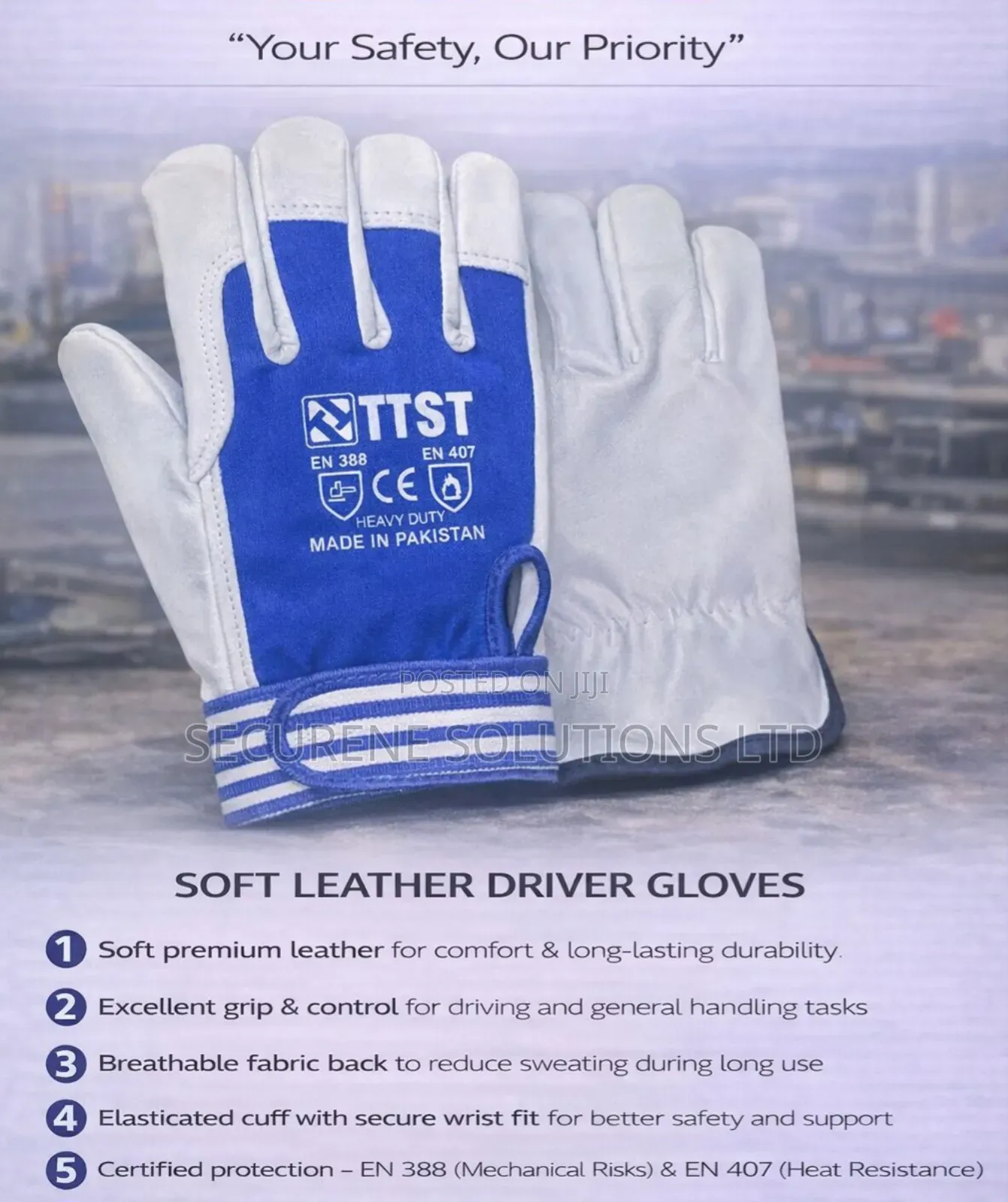 Ttst Brand Leather Driver Gloves, Model G236