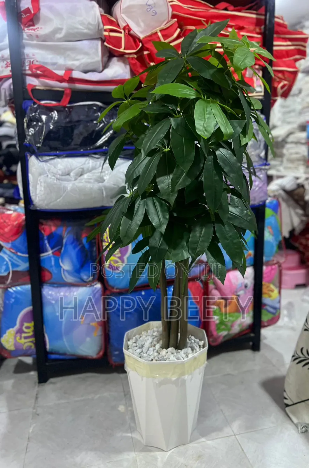 *Artificial Mango Plant With Decorative Plastic Vase Pebbles