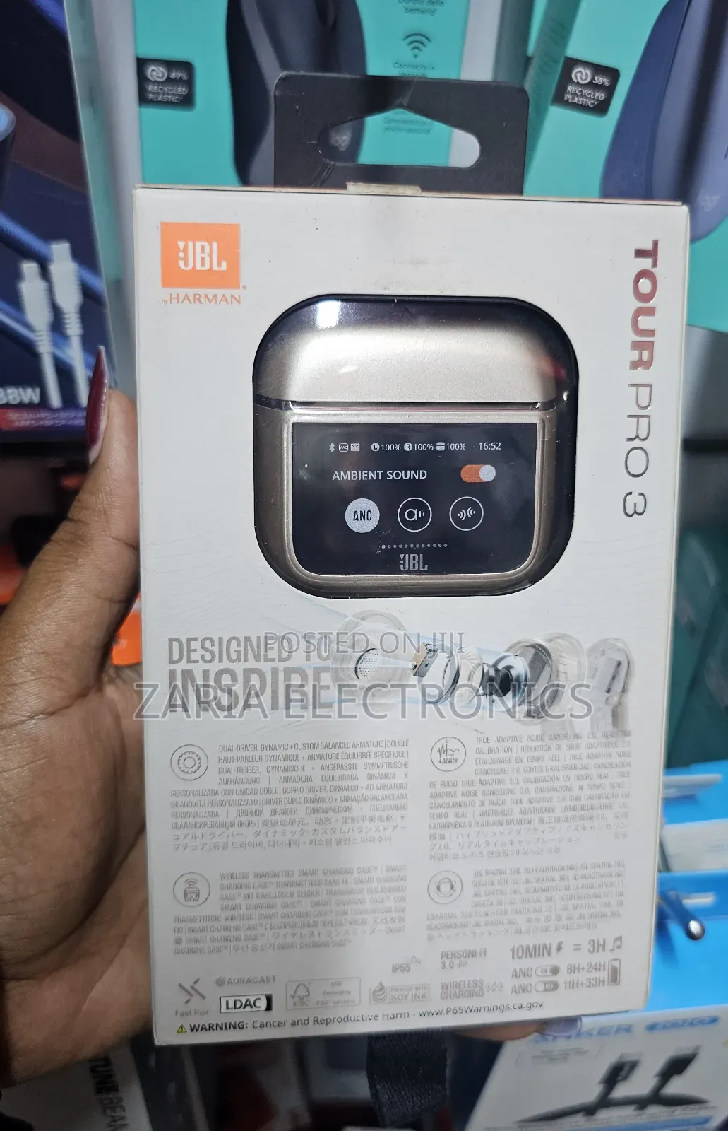 Jbl Tour Pro 3 Earbuds,With Noise Cancelation,44hrs Battery Life