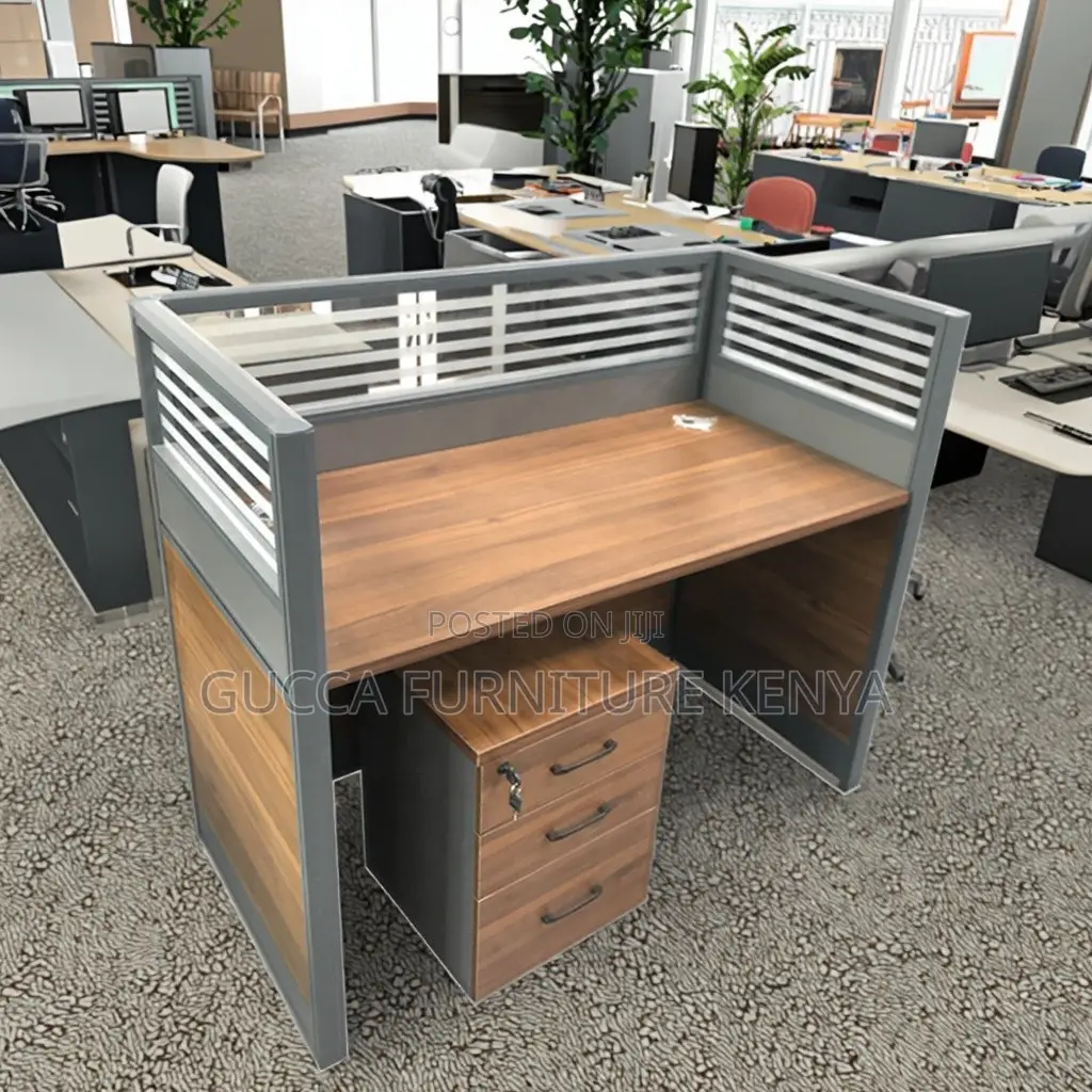 1-seater Office Brown Modular Workstation