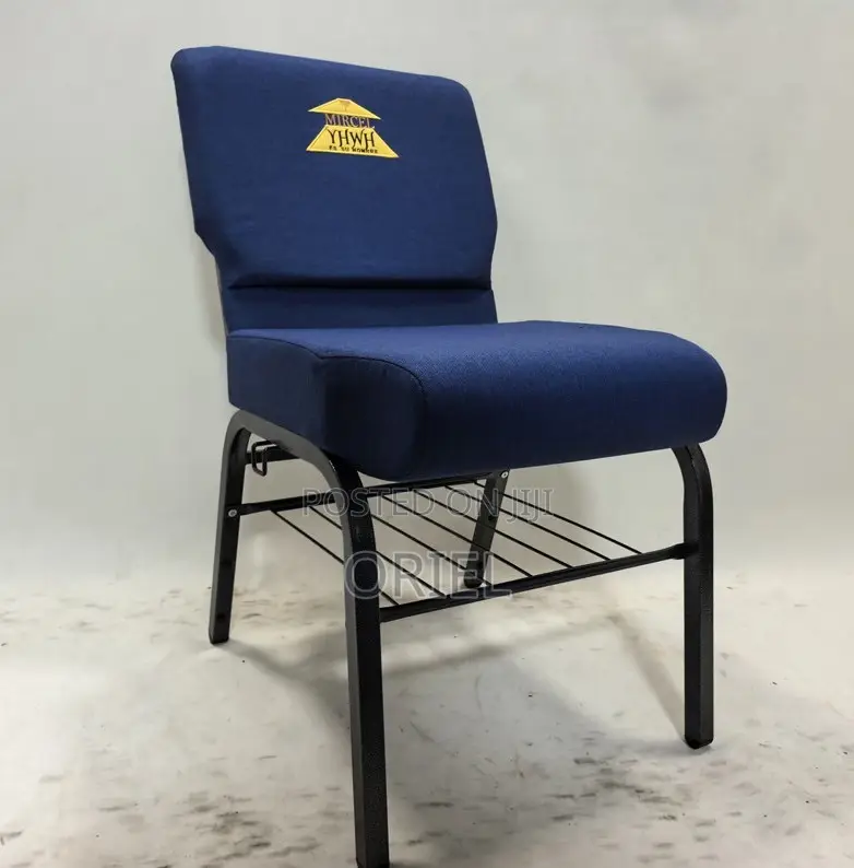 Office Chairs; Medium-Back Wooden Upholstered Church Seat
