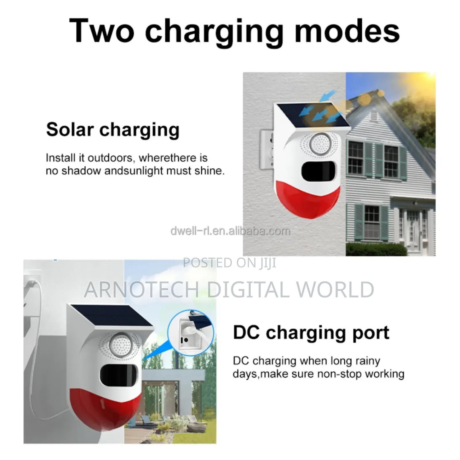 Indoor / Outdoor Solar Infrared Remote Control Intrusion Sensor Alarm