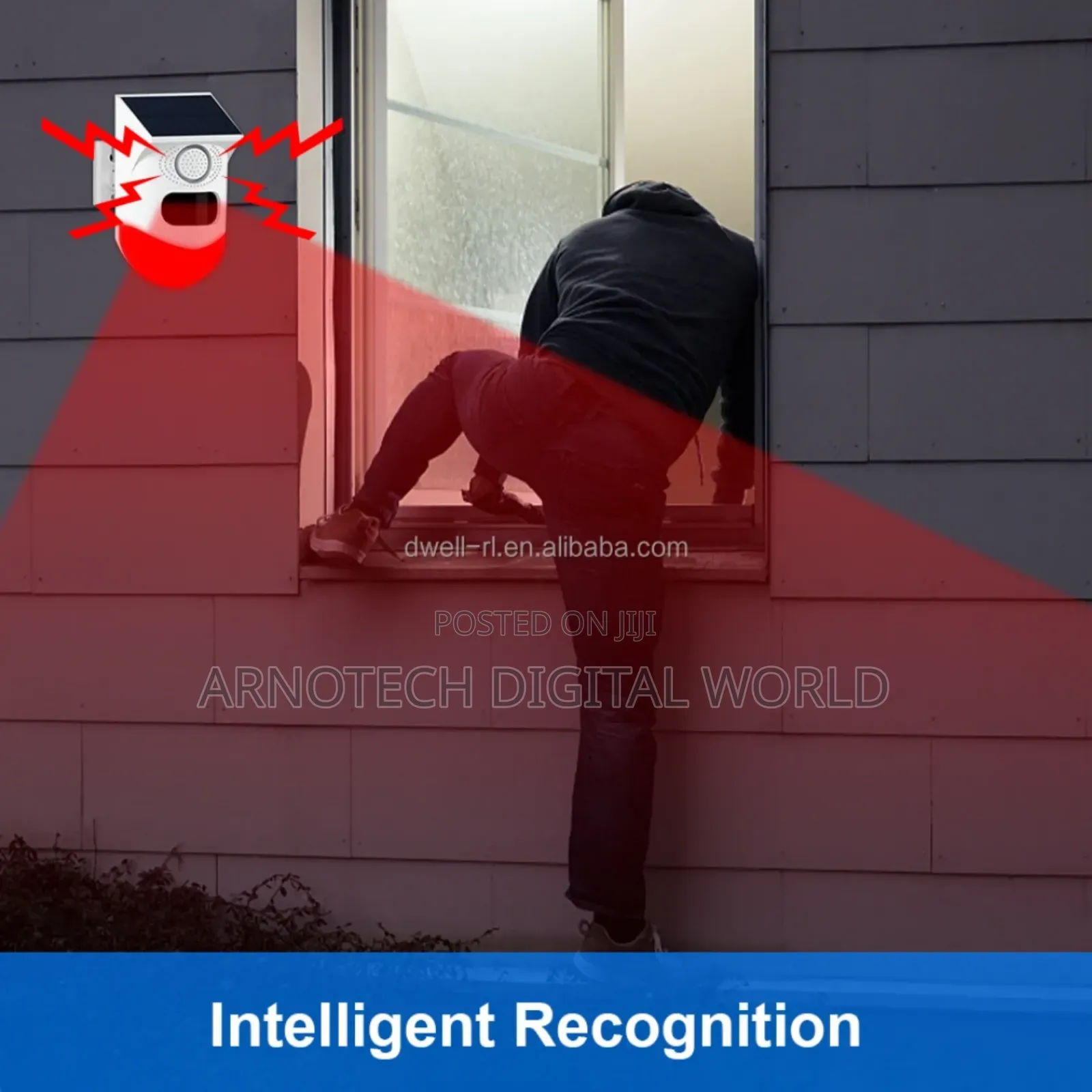 Indoor / Outdoor Solar Infrared Remote Control Intrusion Sensor Alarm