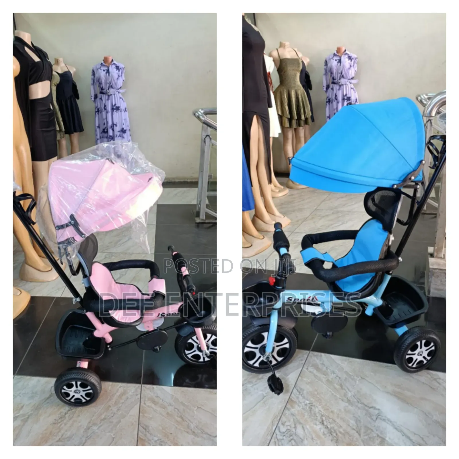 Caged Tricycles
With Canopy and Push Handle
