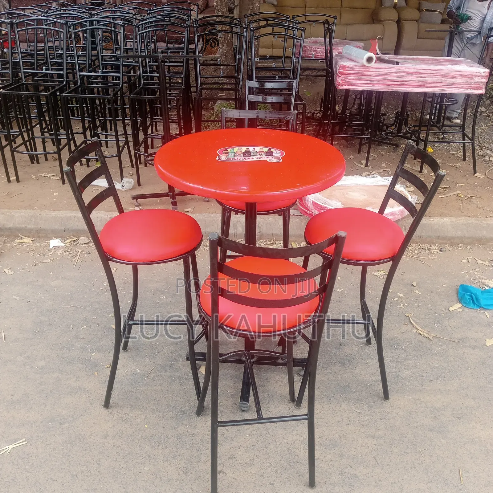 Restaurant High Stool Flat Chairs With Labe Table
