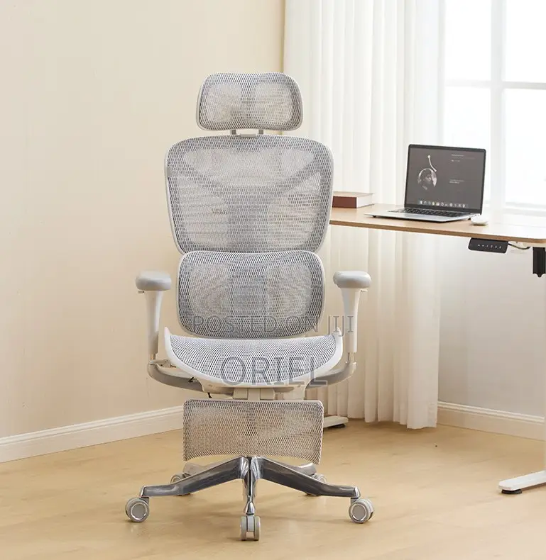 Office Chair; White Executive Office Chair With Lumbar Support