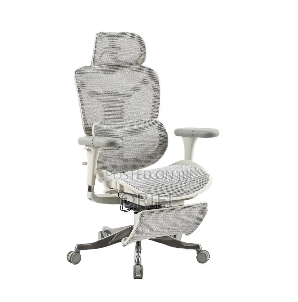 Office Chair; White Executive Office Chair With Lumbar Support