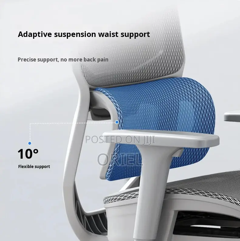 Office Chair; White Executive Office Chair With Lumbar Support