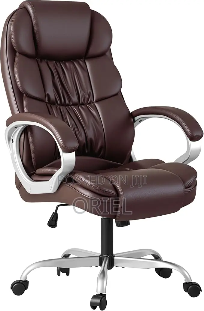 Executive Office Chair : Ergonomic Executive Brown Leather Chair