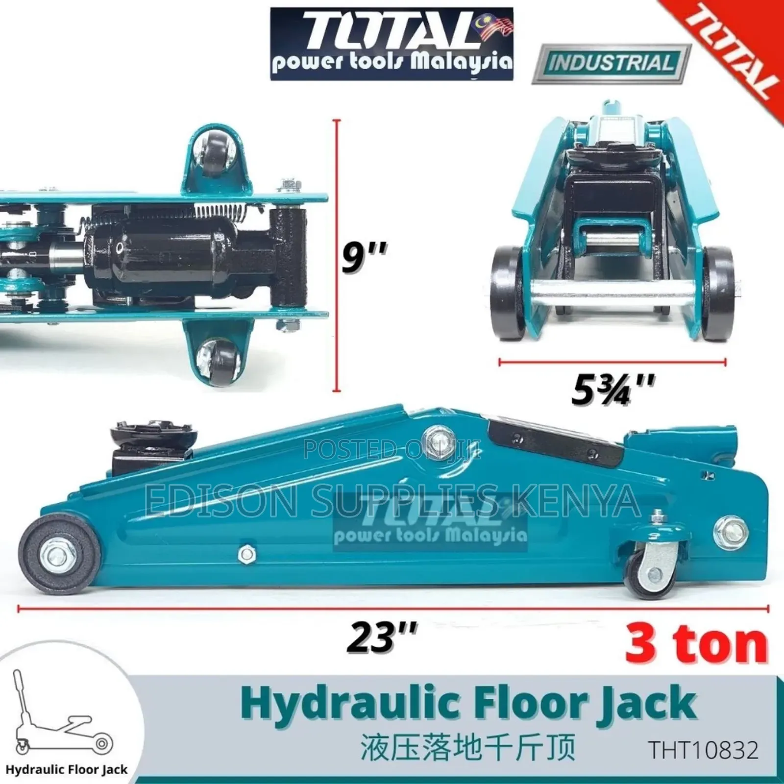 Total Hydraulic Trolley Jack 3ton Industrial Crocodile Floor Jacks