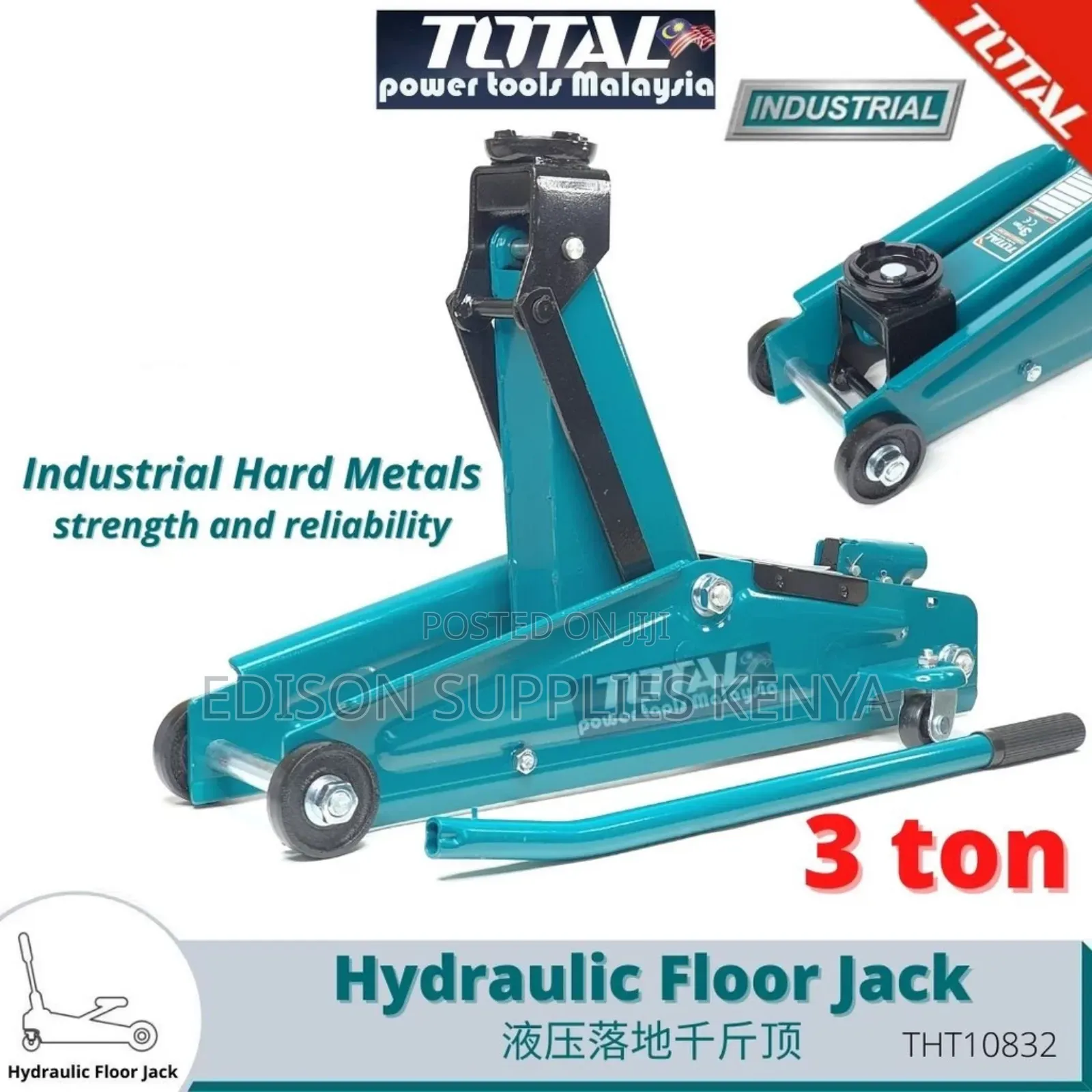 Total Hydraulic Trolley Jack 3ton Industrial Crocodile Floor Jacks