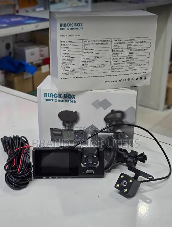 Black Box Traffic Recorder Dash Cam - Hd Front ,Inside and Rear