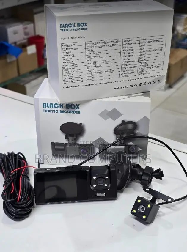 3 in 1 Dash Camera Front, Inner Rear Black Box Traffic Recorder