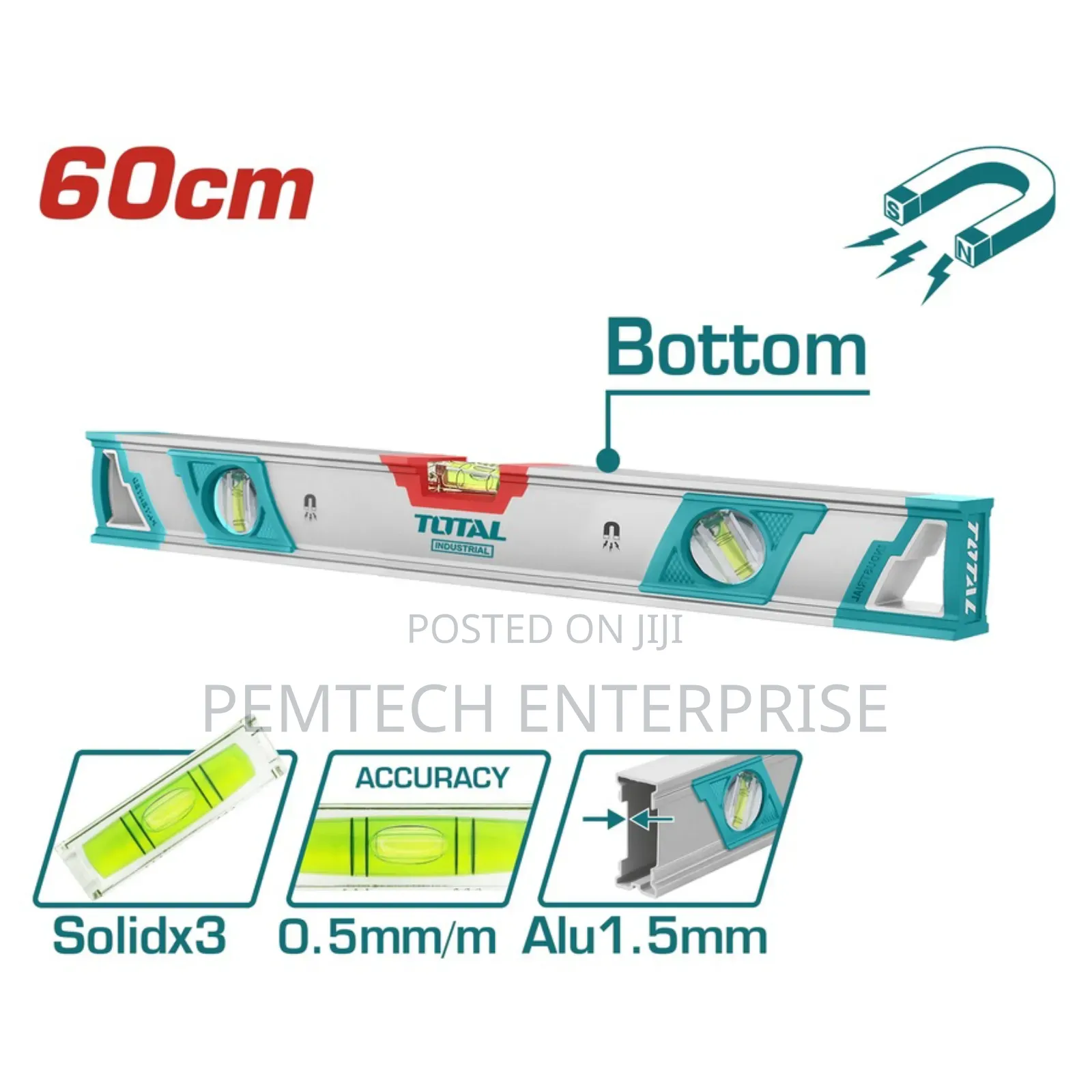 Total 60cm Spirit Level With Magnetic Suction